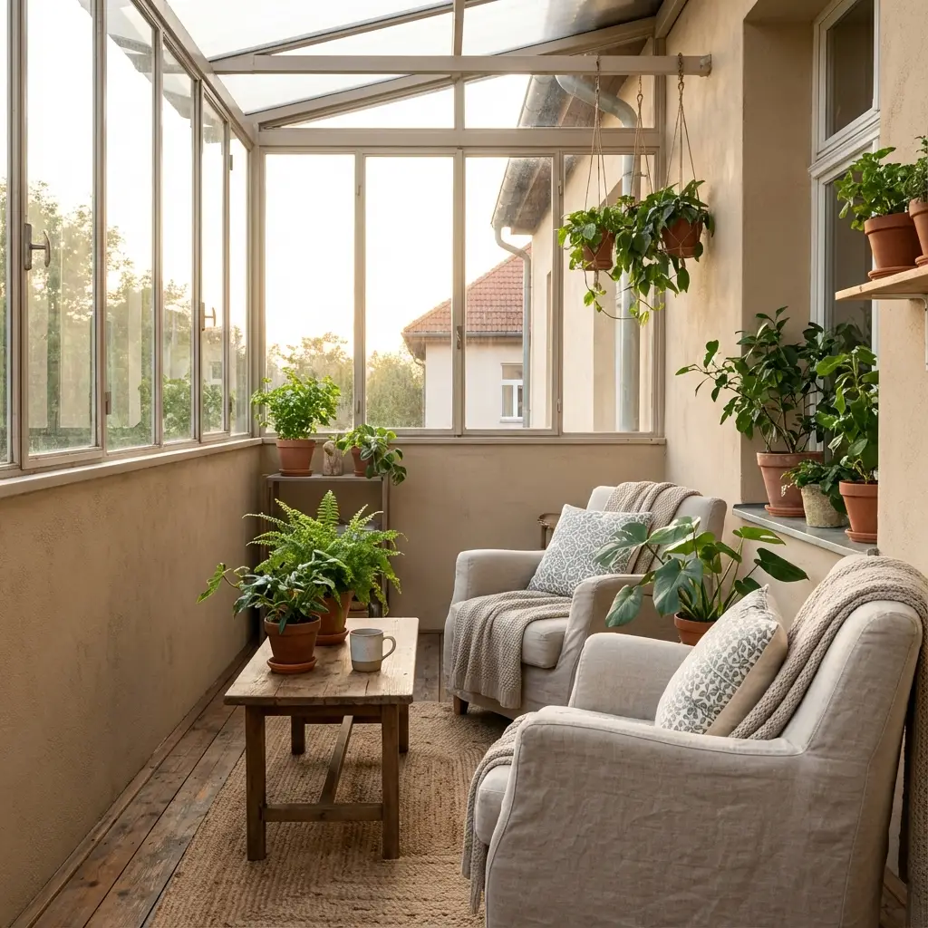 Interiér zasklenej loggie